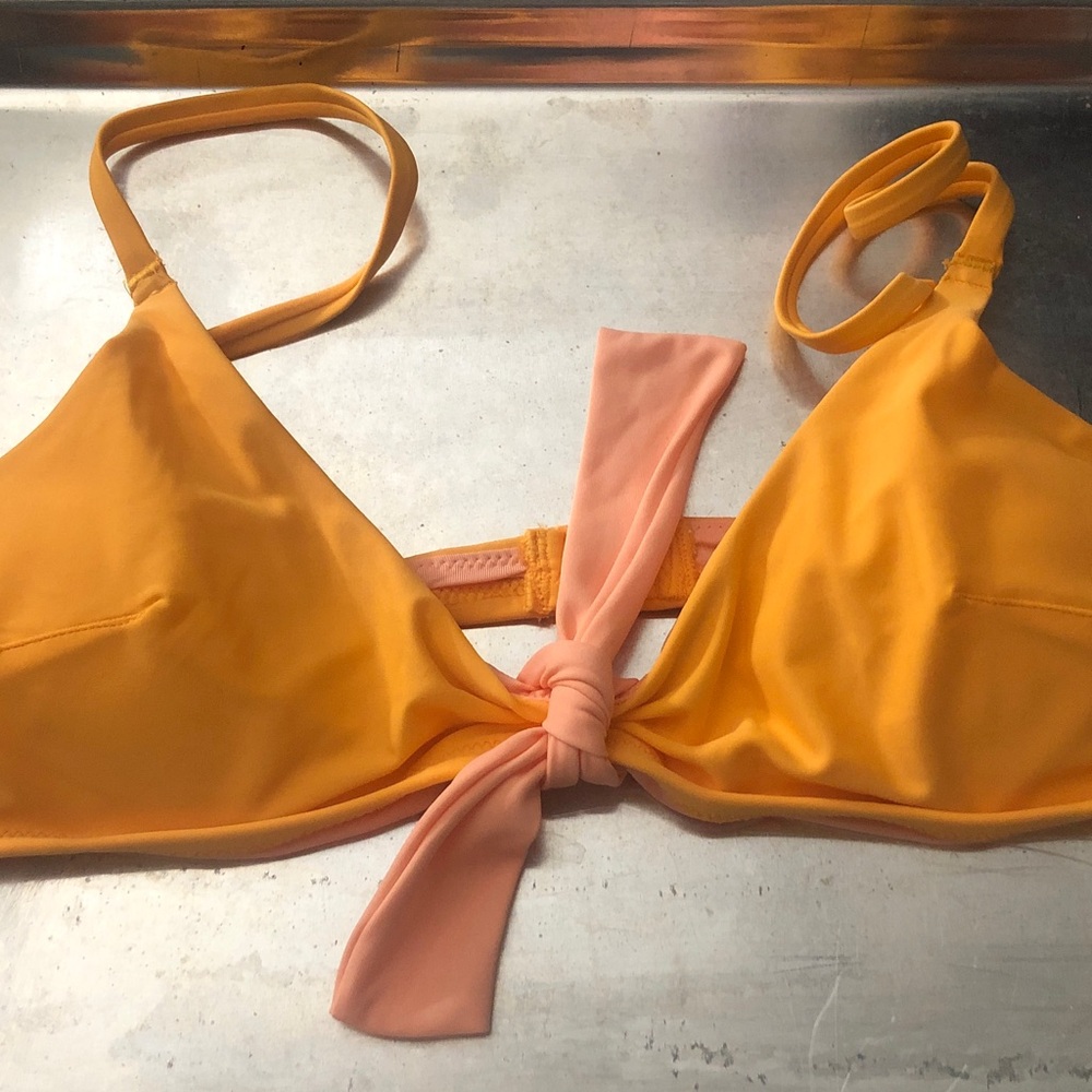 aerie Yellow and Peach Bikini Top